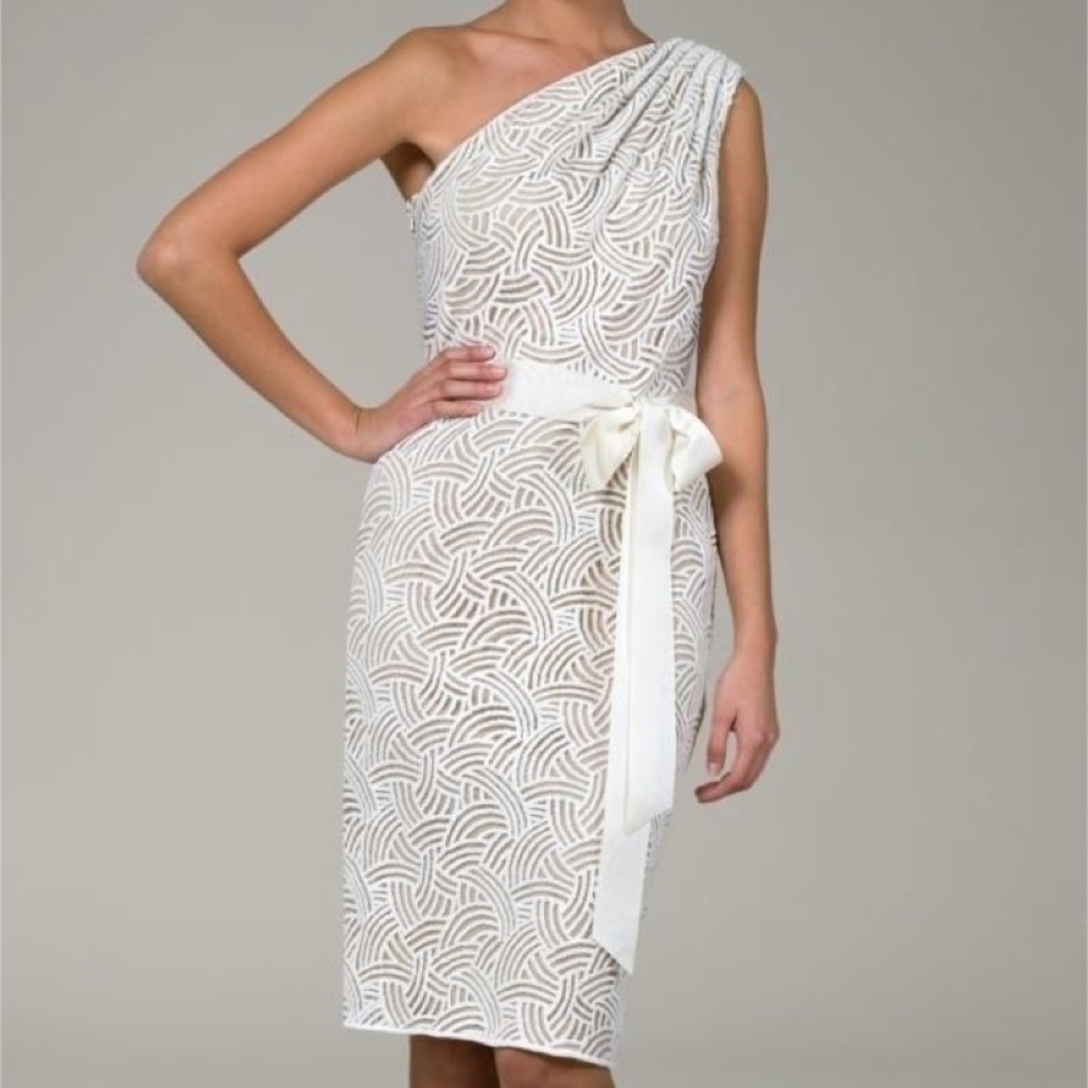 NWT Tadashi Shoji Size 10 One Shoulder Geo Cocktail Party Dress